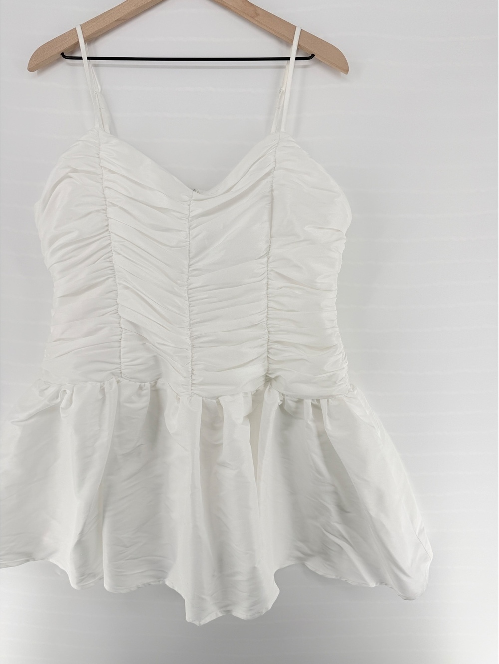 Altar’d State White Ruched Ruffle Mini Dress – Size 2XL - Picture 3 of 5